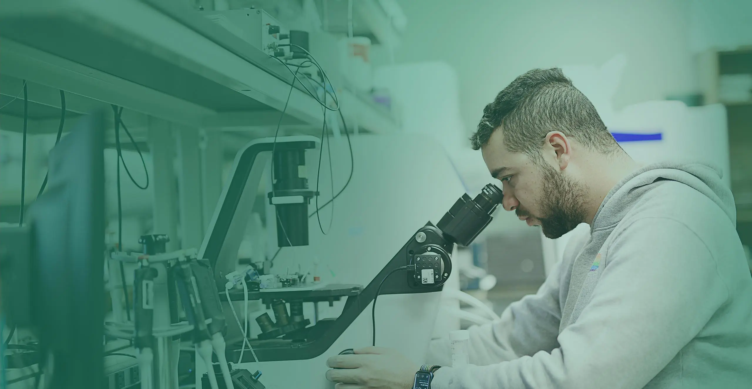 Person looking through a microscope